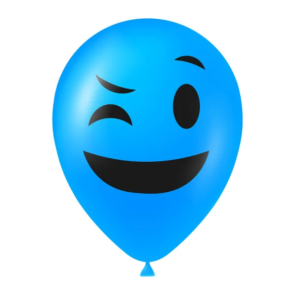 Halloween Niebieski Balon Ilustracja Straszną Zabawną Twarzą — Wektor stockowy