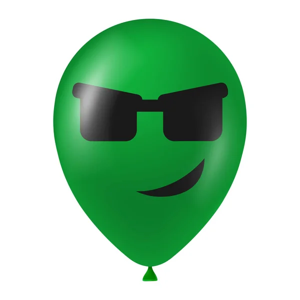 Illustration Ballon Vert Halloween Avec Visage Effrayant Drôle — Image vectorielle