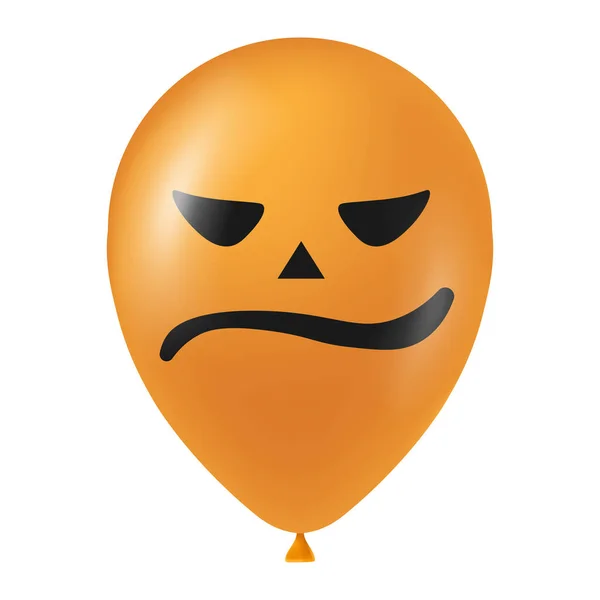 Illustrazione Palloncino Arancione Halloween Con Viso Spaventoso Divertente — Vettoriale Stock