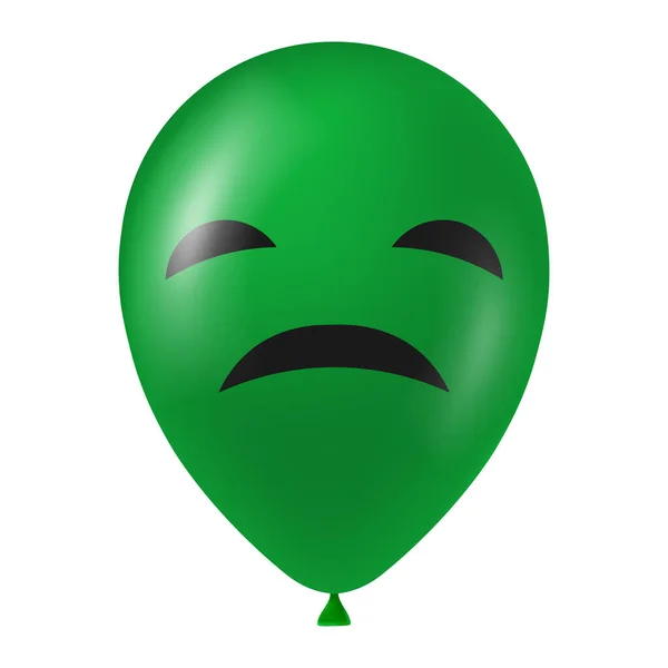 Halloween Groene Ballon Illustratie Met Eng Grappig Gezicht — Stockvector