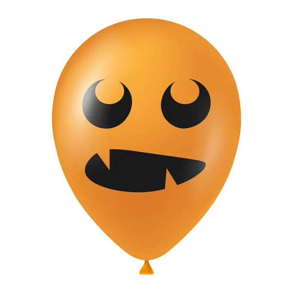 Ilustrasi Balon Oranye Halloween Dengan Wajah Menakutkan Dan Lucu - Stok Vektor