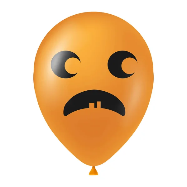 Halloween Oranje Ballon Illustratie Met Eng Grappig Gezicht — Stockvector