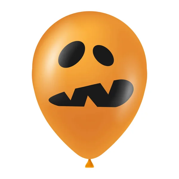 Halloween Orange Balloon Illustration Scary Funny Face — Stock Vector