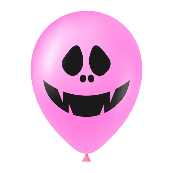 Halloween Rózsaszín Lufi Illusztráció Ijesztő Vicces Arc — Stock Vector