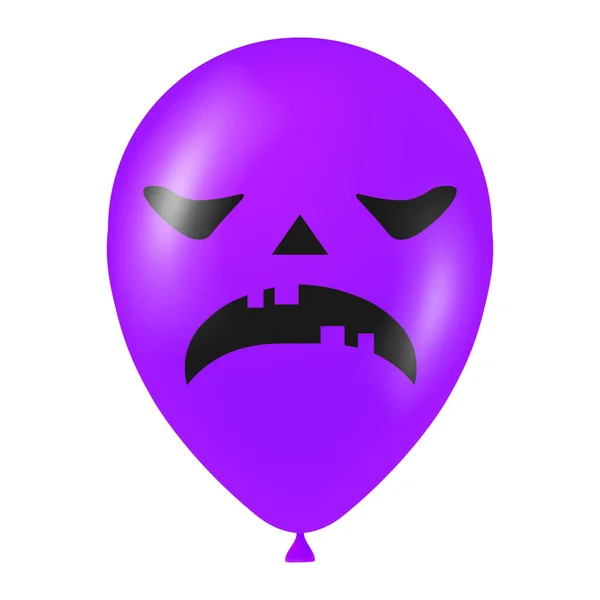 Halloween Fioletowy Balon Ilustracja Straszną Zabawną Twarzą — Wektor stockowy