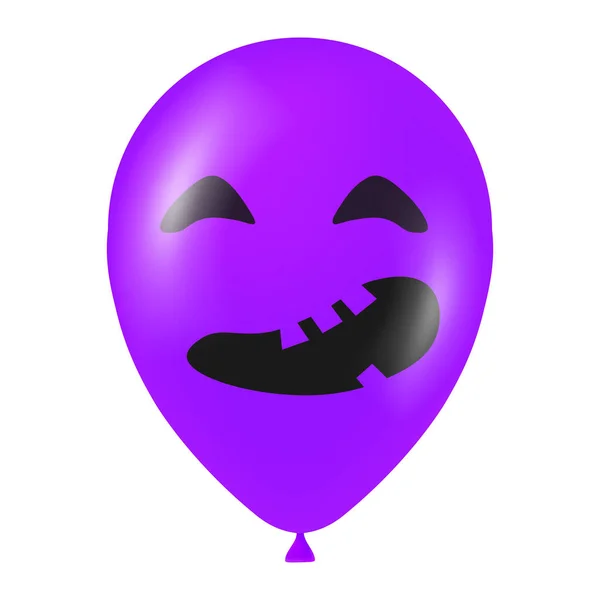 Halloween Lila Luftballon Illustration Mit Gruseligen Und Lustigen Gesicht — Stockvektor