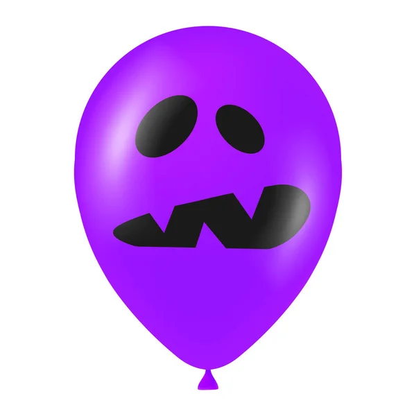 Halloween Globo Púrpura Ilustración Con Cara Miedo Divertido — Archivo Imágenes Vectoriales