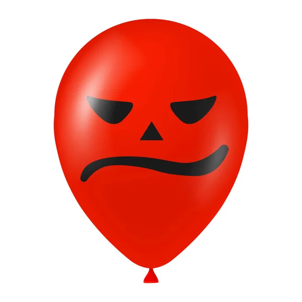 Halloween Vermelho Balão Ilustração Com Rosto Assustador Engraçado — Vetor de Stock