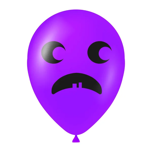 Halloween Fialový Balón Ilustrace Děsivou Legrační Tvář — Stockový vektor
