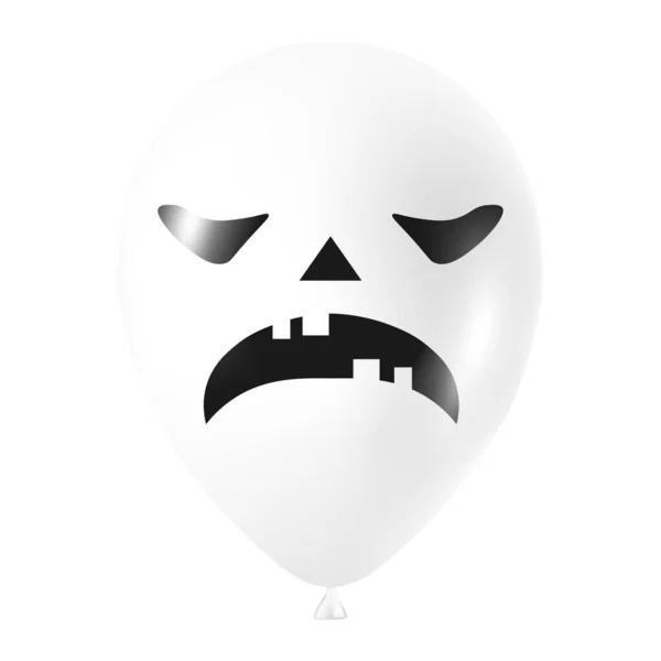 Halloween Biały Balon Ilustracja Straszną Zabawną Twarzą — Wektor stockowy