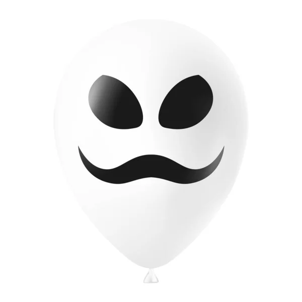Halloween Bílý Balón Ilustrace Děsivou Legrační Tvář — Stockový vektor