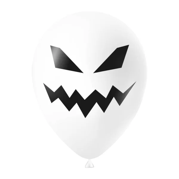 Halloween Fehér Léggömb Illusztráció Ijesztő Vicces Arc — Stock Vector