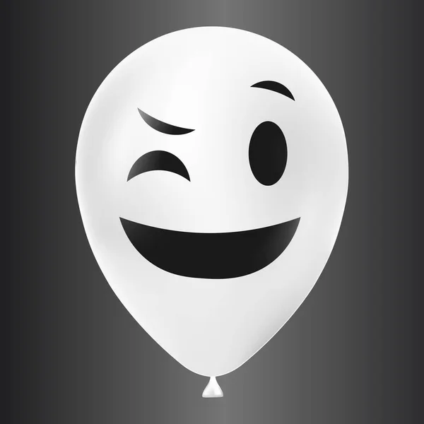 Illustration Ballon Blanc Halloween Avec Visage Effrayant Drôle Isolé Sur — Image vectorielle