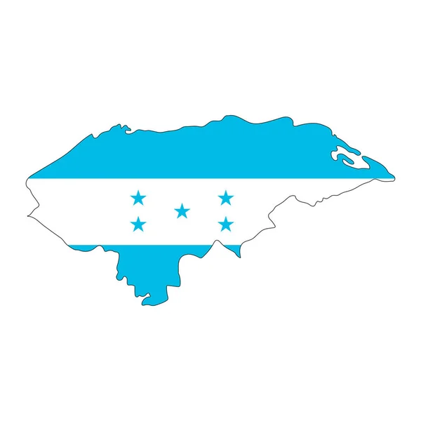 Honduras Mapa Silueta Con Bandera Aislada Sobre Fondo Blanco — Vector de stock