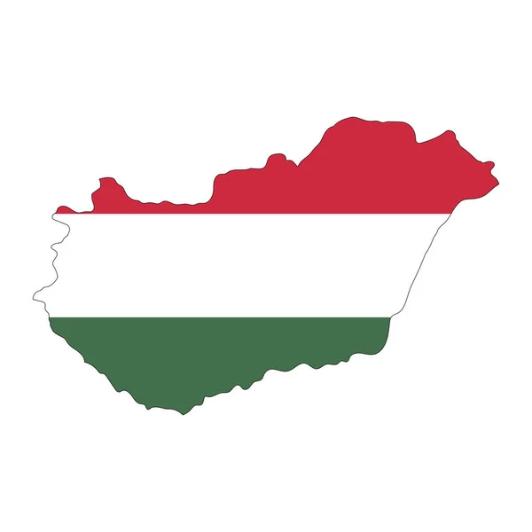 Угорський Силует Прапором Ізольованим Білому Тлі — стоковий вектор