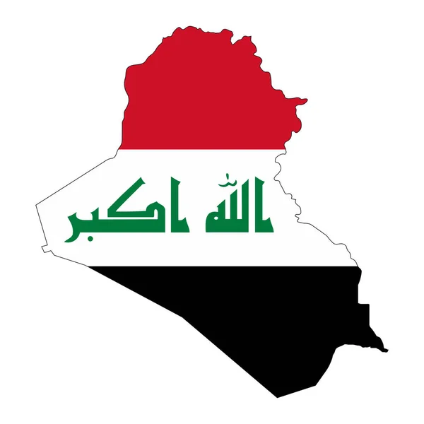 Силуэт Карты Ирака Выделенным Белом Фоне Флагом — стоковый вектор