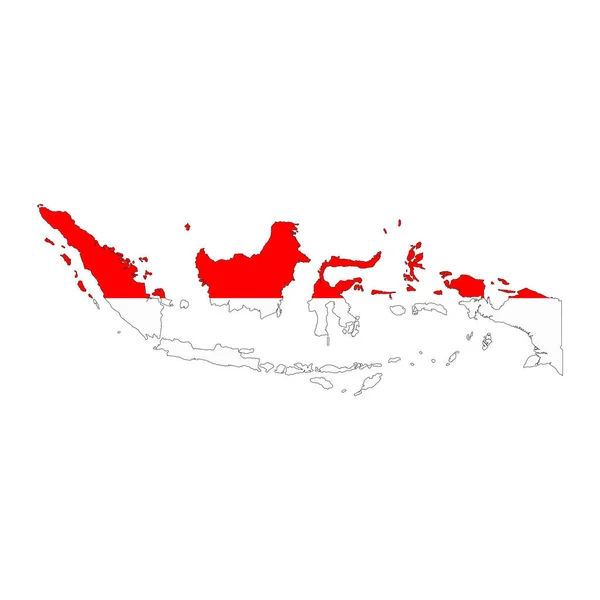 Indonesia Memetakan Siluet Dengan Bendera Yang Diisolasi Pada Latar Belakang - Stok Vektor