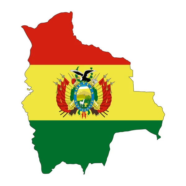 Bolivia Kaart Silhouet Met Vlag Geïsoleerd Witte Achtergrond — Stockvector