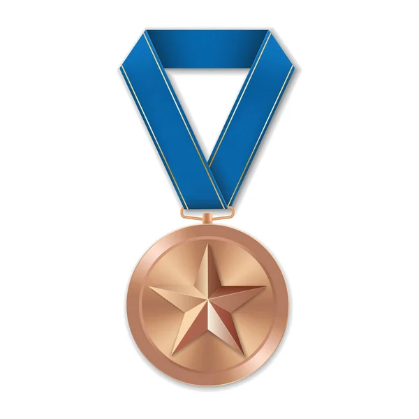 Bronzen Medaille Met Ster Illustratie Uit Geometrische Vormen — Stockvector