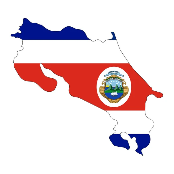 Силуэт Карты Коста Рики Флагом Белом Фоне — стоковый вектор