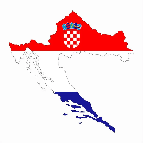 Хорватія Мапа Силуету Прапором Ізольованим Білому Тлі — стоковий вектор