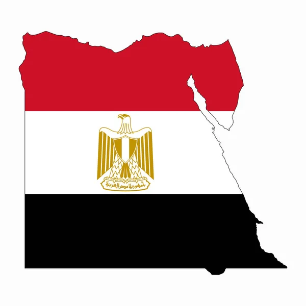 Egipt Mapa Sylwetka Flagą Izolowane Białym Tle — Wektor stockowy