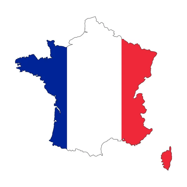 Силует Франції Прапором Ізольованим Білому Тлі — стоковий вектор