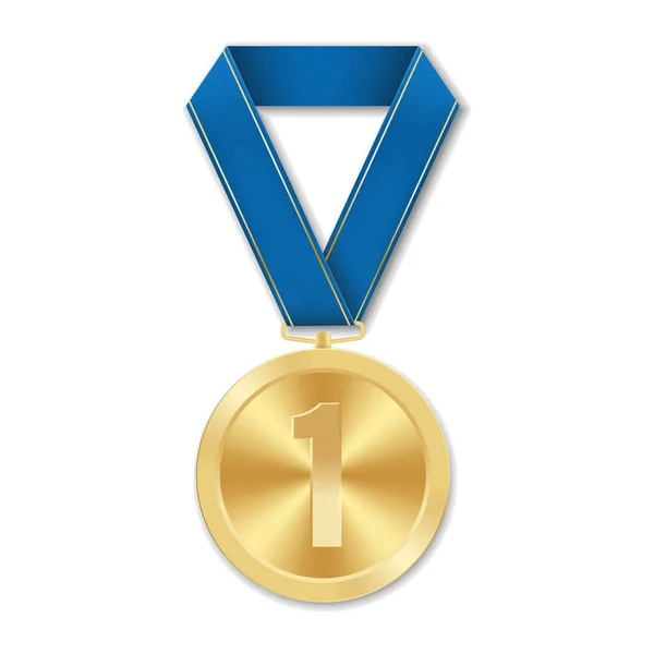 Golden Award Medal Number Illustration Geometric Shapes — Stock Vector