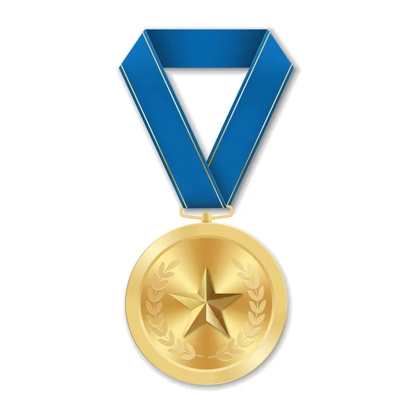 Gouden Medaille Met Ster Illustratie Uit Geometrische Vormen — Stockvector