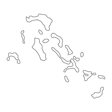 Arkaplanda izole edilmiş sınırlarla son derece ayrıntılı Bahamalar haritası