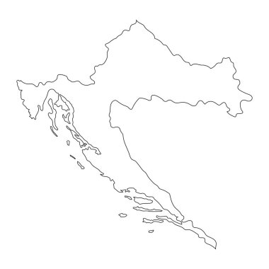 Arkaplanda sınırların izole edildiği son derece ayrıntılı Hırvatistan haritası