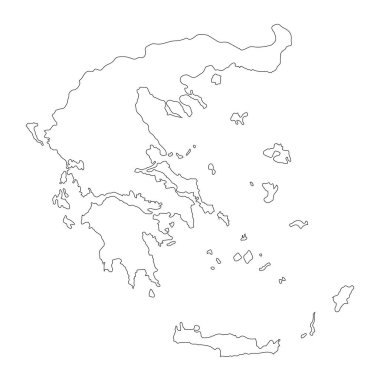 Arkaplanda sınırların izole edildiği son derece ayrıntılı Yunanistan haritası
