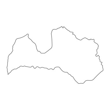 Arkaplanda izole edilmiş sınırları olan son derece ayrıntılı Letonya haritası