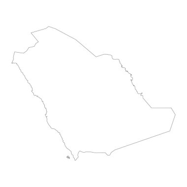 Arkaplanda izole edilmiş sınırları olan son derece ayrıntılı Suudi Arabistan haritası