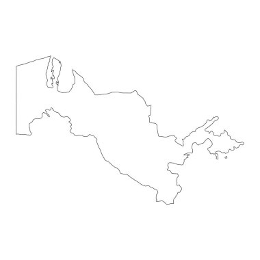 Arkaplanda izole edilmiş sınırları olan yüksek detaylı Özbekistan haritası