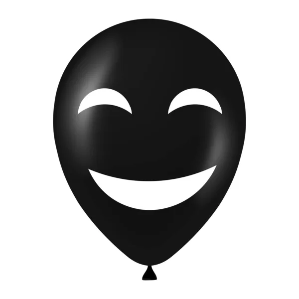 Korkunç Komik Yüzlü Cadılar Bayramı Siyah Balonu Çizimi — Stok Vektör