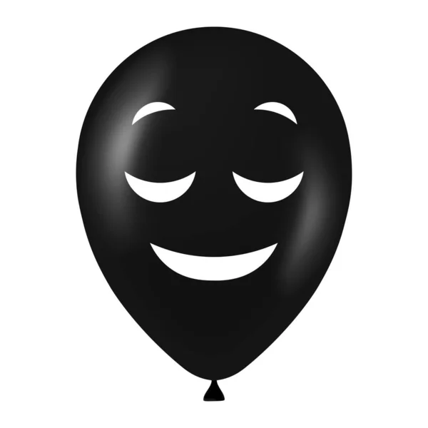 Illustration Ballon Noir Halloween Avec Visage Effrayant Drôle — Image vectorielle
