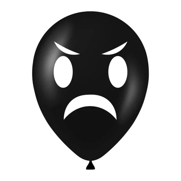 Halloween Balão Preto Ilustração Com Rosto Assustador Engraçado — Vetor de Stock