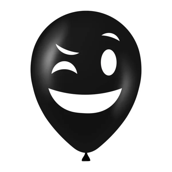 Απόκριες Μαύρο Μπαλόνι Εικονογράφηση Τρομακτικό Και Αστείο Πρόσωπο — Διανυσματικό Αρχείο