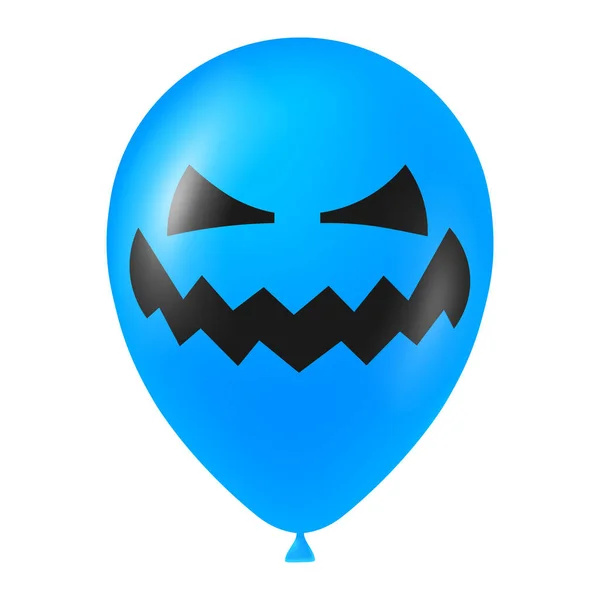 Halloween Azul Balão Ilustração Com Rosto Assustador Engraçado — Vetor de Stock