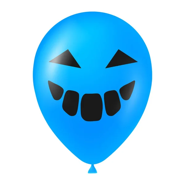 Ilustración Globo Azul Halloween Con Cara Aterradora Divertida — Archivo Imágenes Vectoriales