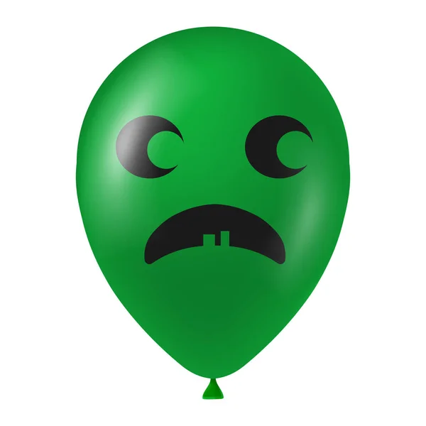 Halloween Balão Verde Ilustração Com Rosto Assustador Engraçado —  Vetores de Stock