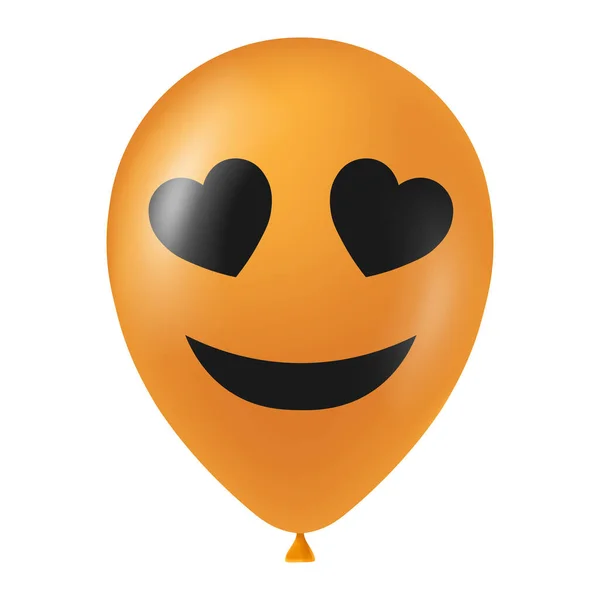 Illustration Ballon Orange Halloween Avec Visage Effrayant Drôle — Image vectorielle