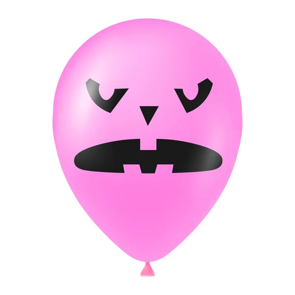 Ilustrasi Balon Merah Muda Halloween Dengan Wajah Menakutkan Dan Lucu - Stok Vektor