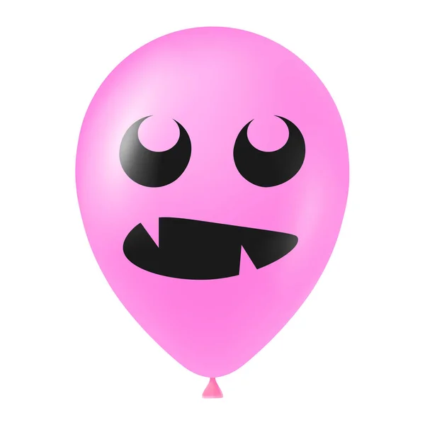 Korkunç Komik Yüzlü Cadılar Bayramı Pembe Balonu Çizimi — Stok Vektör