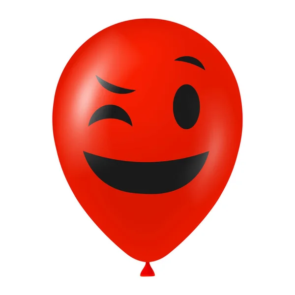 Halloween Rode Ballon Illustratie Met Eng Grappig Gezicht — Stockvector