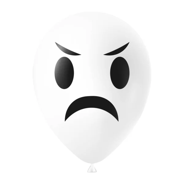 Illustration Ballon Blanc Halloween Avec Visage Effrayant Drôle — Image vectorielle