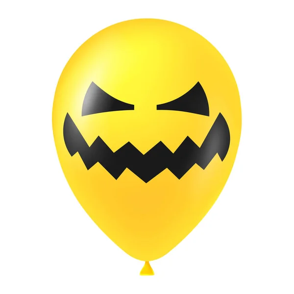Halloween Sárga Lufi Illusztráció Ijesztő Vicces Arc — Stock Vector