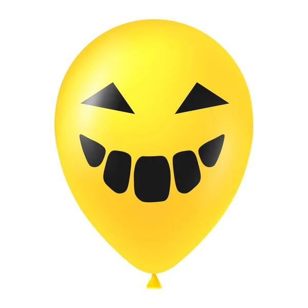 Illustration Ballon Jaune Halloween Avec Visage Effrayant Drôle — Image vectorielle
