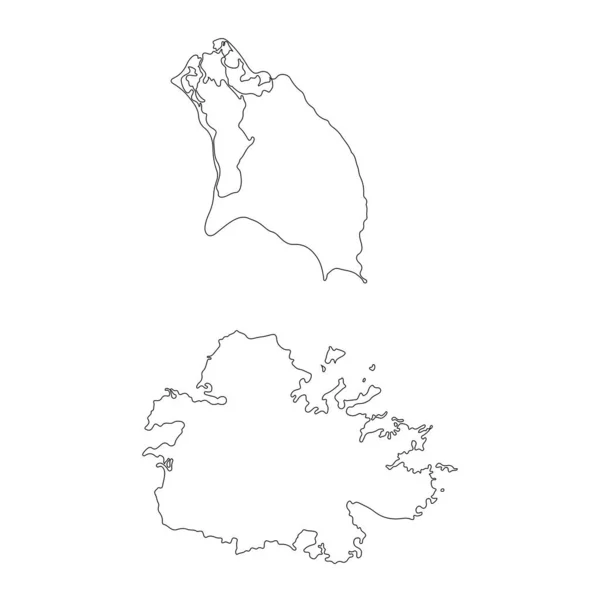 Высокодетальная Карта Антигуа Барбуды Изолированными Границами Заднем Плане — стоковый вектор